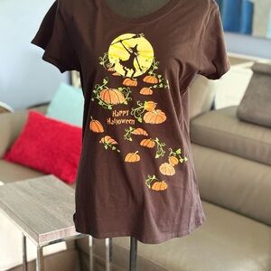 Black Halloween T-Shirt with Pumpkin Design